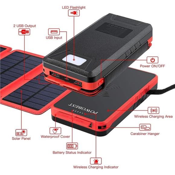 Solar Phone Charger,Solar Charger Power Bank,Outdoor Solar Cellphone Power Bank - Picture 6 of 7